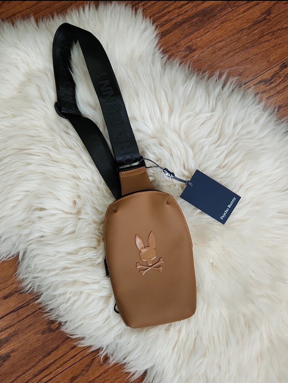 Psycho Bunny Mens Rubberized Brown Belt Bag